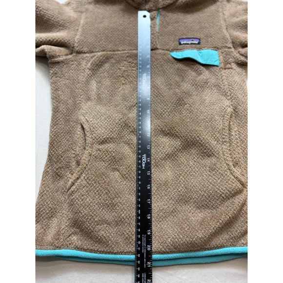 Womens Patagonia Synchilla Snap T Fleece Pullover Tan XS Teal Trim - Picture 3 of 6